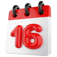 3d ícone calendário número 16 png