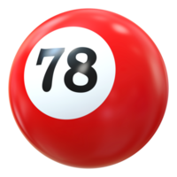 78 numero 3d palla rosso png