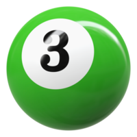 3 número 3d bola verde png