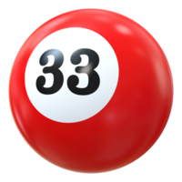 33 número 3d pelota rojo png