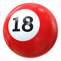 18 número 3d pelota rojo png