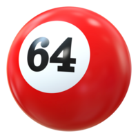 64 number 3d ball red png