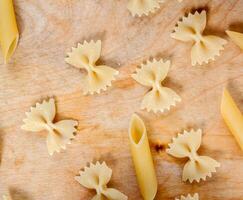 Baking ingedients.  pasta on table photo