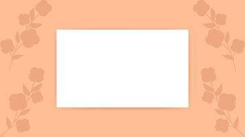 Peach Fuzz colored background with empty place. Flat style vector illustration with trendy 2024 color. Peach-colour horizontal banner and flowers. Spring greeting card for Mother Woman, Day