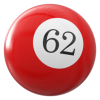 62 número 3d pelota rojo png