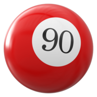 90 number 3d ball red png