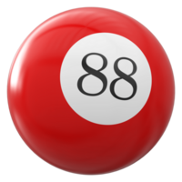 88 numero 3d palla rosso png