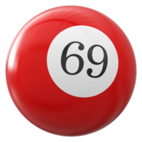 69 número 3d pelota rojo png