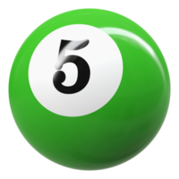 5 5 número 3d pelota verde png