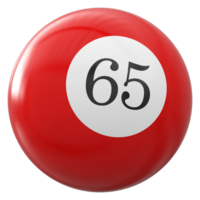 65 numero 3d palla rosso png