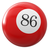 86 number 3d ball red png