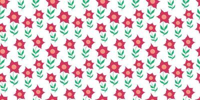 Flower seamless Pattern on white background. Spring floral repeating design for print. Flat summer vector texture. Botanical minimalistic ornament. Nature background for textile and wrapping.