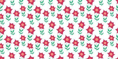 Flower seamless Pattern on white background. Spring floral repeating design for print. Flat summer vector texture. Botanical minimalistic ornament. Nature background for textile and wrapping.