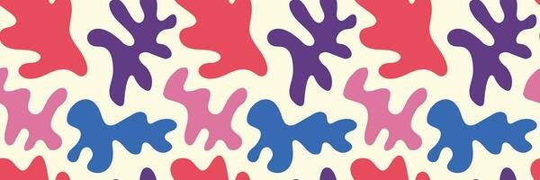Abstract plant leaf Seamless Pattern. Vector illustration in flat style with simple nature shapes. Hand drawn Endless design for prints, wrapping paper, cover, clothes. Blue, pink colors