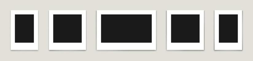 Set of photo frame mockups. Scrapbook template. Empty image for memory. Blank realistic postcard. vector