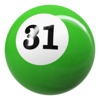 31 number 3d ball green png