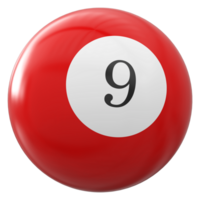 9 numero 3d palla rosso png