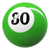 30 número 3d bola verde png