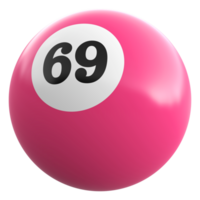 69 número 3d pelota rosado png