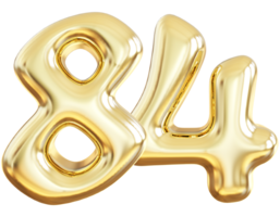 oro 3d número 84 png