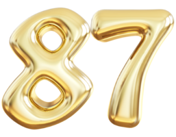 Gold 3d Nummer 87 png