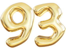 Gold 3d number 93 png