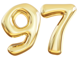 Gold 3d number 97 png