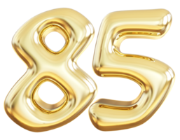 guld 3d siffra 85 png