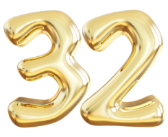 Gold 3d Nummer 32 png