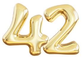 Gold 3d Nummer 42 png