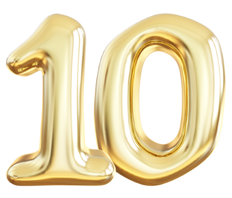Gold Number 10 PNGs for Free Download