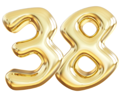 Gold 3d Nummer 38 png