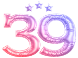 39 ano aniversário número gradiente png