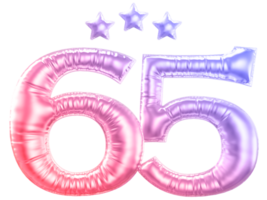 65 ano aniversário número gradiente png