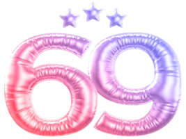 69 ano aniversário número gradiente png