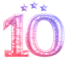 10 ano aniversário número gradiente png