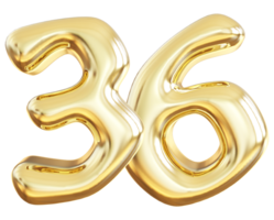 Gold 3d number 36 png