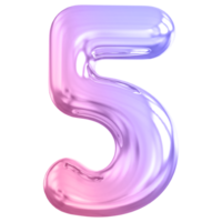 5 number gradient 3d render png