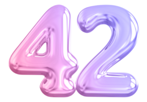 42 number gradient 3d render png