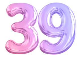 39 number gradient 3d render png