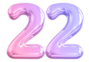 22 number gradient 3d render png