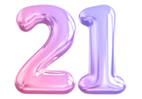 21 number gradient 3d render png