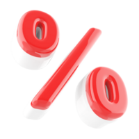 Red percent symbol 3d render png