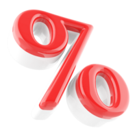 Symbol percent red 3d render icon png