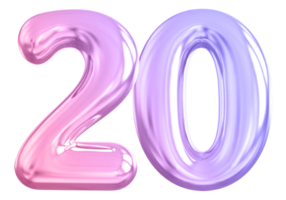 20 number gradient 3d render png