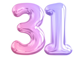 31 number gradient 3d render png