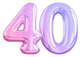 40 number gradient 3d render png