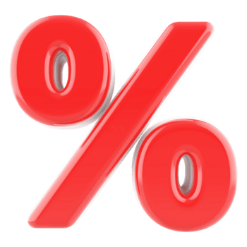 Red percent symbol 3d render png