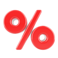 Red percent symbol 3d render png