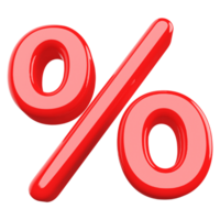 Symbol percent red 3d render icon png